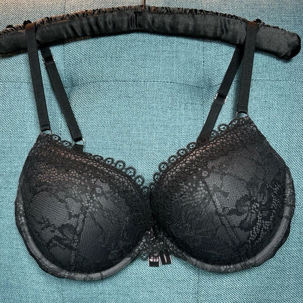 Victoria’s Secret Very Sexy Push Up Bra 38C Gray Black Lace - Picture 2 of 10